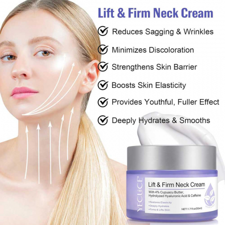 Crema Pentru Tonifierea, Ridicarea Pielii Gatului cu Unt de Cupuacu, Acid hialuronic si Cofeina, 50 ml 6