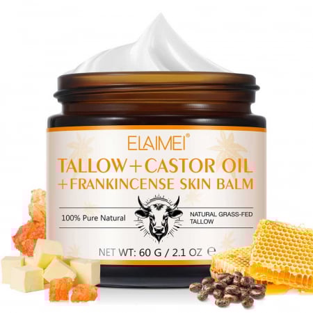 Balsam 100% Natural din Seu de vită, Tămâie, Ceară de albine și Ulei de ricin, 60 g