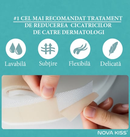 Bandă Premium cu Gel de Silicon Medical pentru Cicatrici, Reutilizabilă, NOVA KISS®2