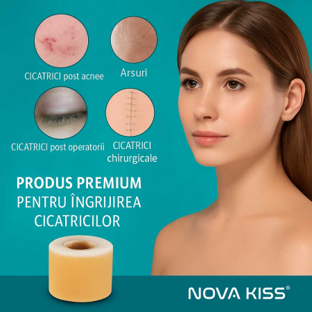 Bandă Premium cu Gel de Silicon Medical pentru Cicatrici, Reutilizabilă, NOVA KISS®5