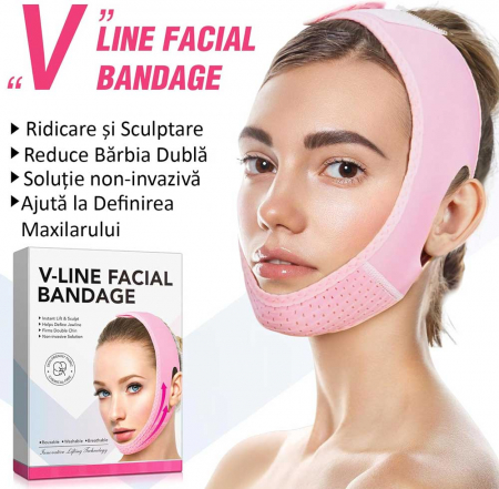 Bandaj Facial Premium pentru Reducerea Barbiei Duble, Lifting Facial, V-Line, Non-Invaziv1