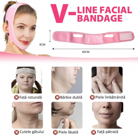 Bandaj Facial Premium pentru Reducerea Barbiei Duble, V-Line, Non-Invaziv1