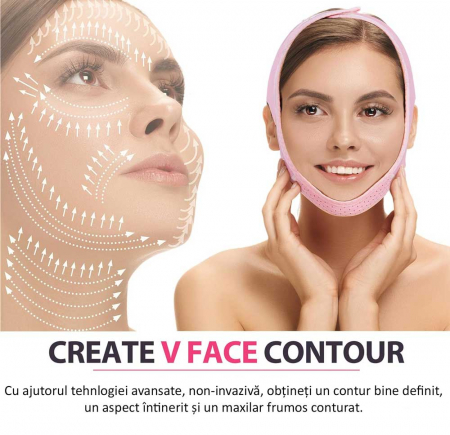 Bandaj Facial Premium pentru Reducerea Barbiei Duble, Lifting Facial, V-Line, Non-Invaziv5
