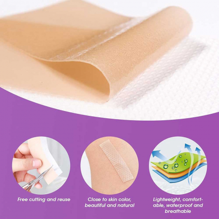 Benzi Premium de Silicon cu Gel pentru Cicatrici, 4 buc, Reutilizabile, 14.98 cm x 4.06 cm3