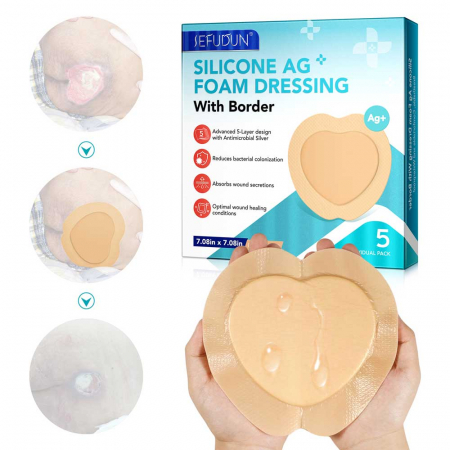 Comprese Premium pentru Cicatrici din Spuma de Silicon cu Argint si Margine Adeziva, 5 buc, 18 cm x 18 cm4