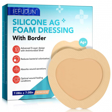 Comprese Premium pentru Cicatrici din Spuma de Silicon cu Argint si Margine Adeziva, 5 buc, 18 cm x 18 cm11