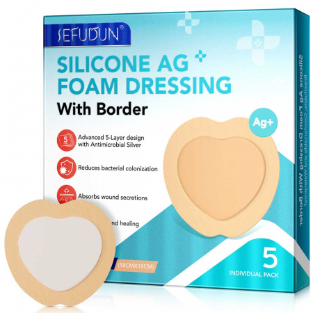 Comprese Premium pentru Cicatrici din Spuma de Silicon cu Argint si Margine Adeziva, 5 buc, 18 cm x 18 cm17