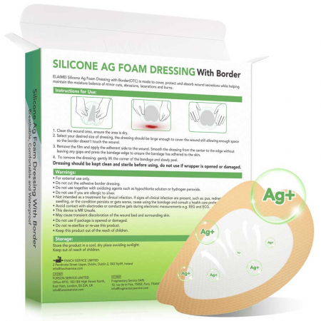 Set 5 Pansamente cu argint si silicon, din spuma absorbanta, cu margine adeziva, 18 x 18 cm 5