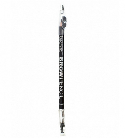 Creion de sprancene Technic Brow Pencil cu ascutitoare si periuta, Black