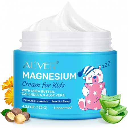 Crema Magneziu Copii cu Unt de Shea, Aloe Vera si Galbenele, Calm si Somn Linistit, 120 g
