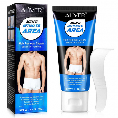 Crema Depilatoare pentru Barbati, Zone Intime, piele sensibila, 60 g