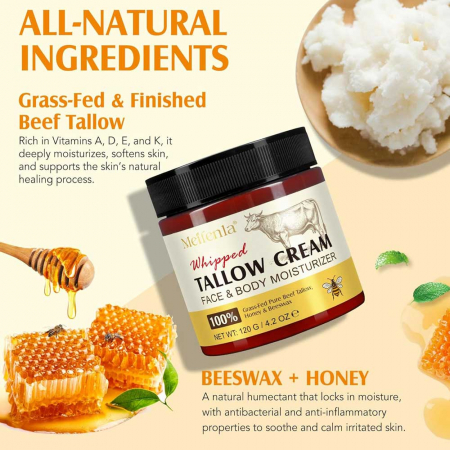 Crema Premium pentru Ingrijirea Pielii din Seu de Vita cu Ceara de Albine si Miere, 100% Pura, 120 g1