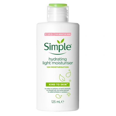 Crema reparatoare pentru ten sensibil cu ProVitamina B5, Vitamina E si Glicerina, Simple Kind to Skin Hydrating Light Moisturiser, 125 ml0