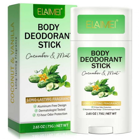 Deodorant Stick fara aluminiu Castravete si Menta, 72h Protectie, Unisex, 75 g