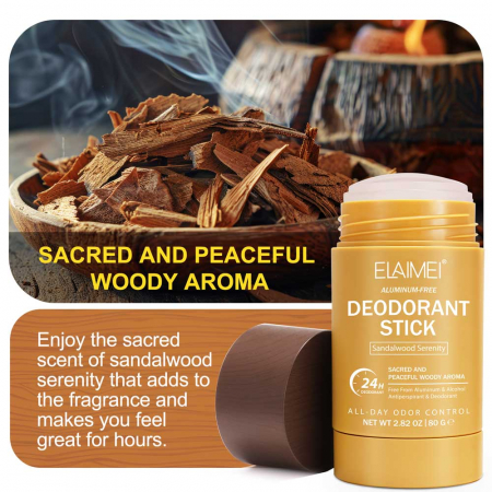 Deodorant Stick fara Aluminiu, fara Alcool, Lemn de Santal, 24h Protectie, Barbati, 80 g1
