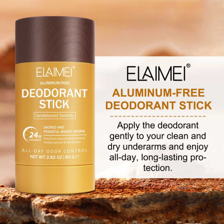 Deodorant Stick fara Aluminiu, fara Alcool, Lemn de Santal, 24h Protectie, Barbati, 80 g3