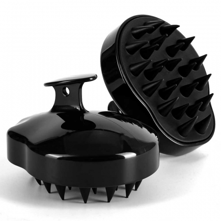 Perie premium din Silicon pentru Absorbtia Uleiurilor Esentiale, Stimularea Cresterii Parului, Imbunatitirea circulatiei la nivelul scalpului, Curatare, Samponare, Negru5