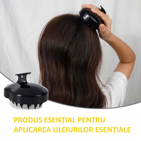 Perie premium din Silicon pentru Absorbtia Uleiurilor Esentiale, Stimularea Cresterii Parului, Imbunatitirea circulatiei la nivelul scalpului, Curatare, Samponare, Negru7
