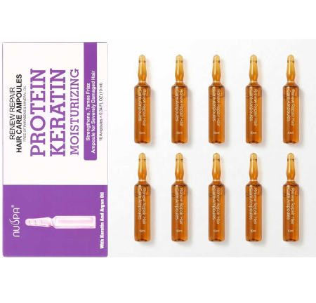 Fiole pentru Par Deteriorat cu Keratina si Argan, Reparatoare si Regeneratoare, 10ml x 10