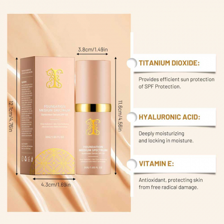 Fond de Ten Adaptabil culorii Tenului, Spectru mediu, SPF 50, Waterproof, 30 g6