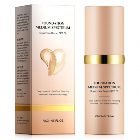 Fond de Ten Adaptabil culorii Tenului, Spectru mediu, SPF 50, Uniformizare a Tenului 4K, 30 g0