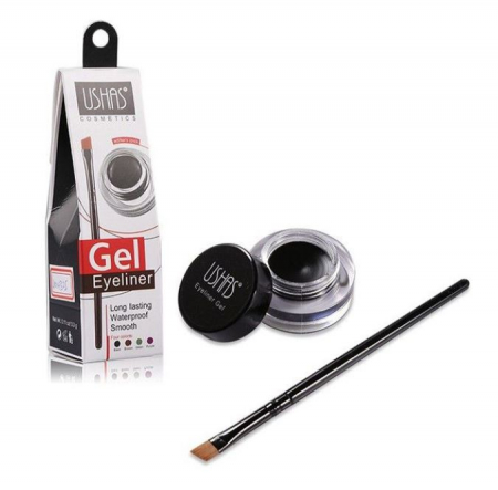 Gel Contur de Ochi cu Pensula Ultra-Rezistent Ushas Gel Eyeliner, Negru
