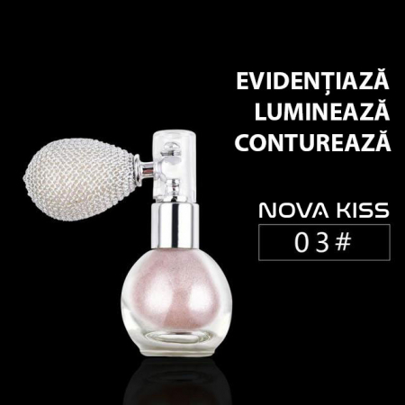 Iluminator pudra cu pompita vintage Nova Kiss, Roz 03, 8.7 g2