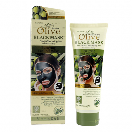 Masca de fata cu Carbune Activ, Masline si Vitamina E & B, Efect Intinerire, Fruit of the Wokali Olive BLACK Mask, 130 ml