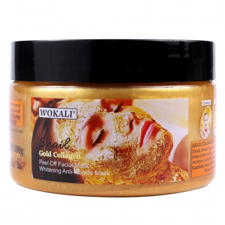 Masca de fata exfolianta cu Melc, Aur 24K si Colagen, Efect anti-rid, Wokali Snail Gold Collagen Whitening, 300 g0