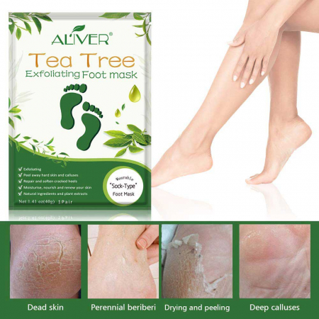 Masca Exfolianta pentru Picioare tip Soseta cu Extract din Arbore de Ceai1