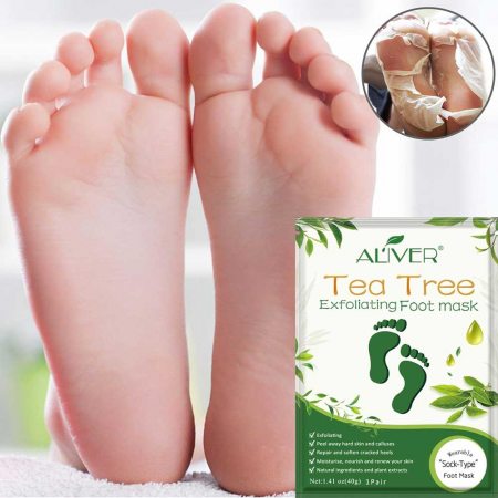 Masca Exfolianta pentru Picioare tip Soseta cu Extract din Arbore de Ceai0
