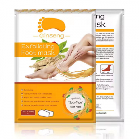 Masca Exfolianta pentru Picioare tip Soseta cu Extract din Ginseng