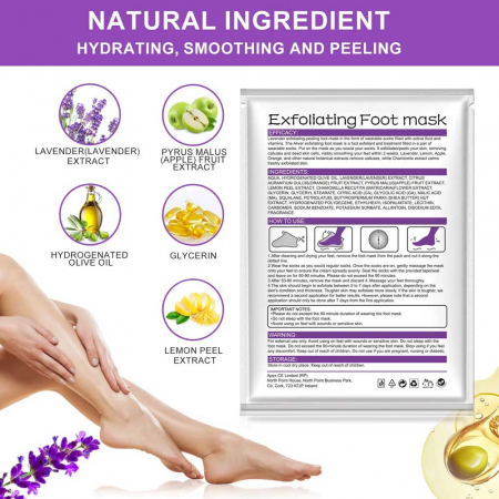 Masca Exfolianta pentru Picioare tip Soseta cu Lavanda, Repara Calcaiele Crapate3