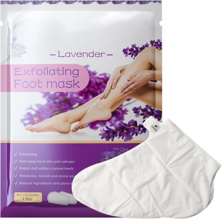 Masca Exfolianta pentru Picioare tip Soseta cu Lavanda, Repara Calcaiele Crapate