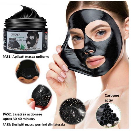 Masca neagra pentru indepartat punctele negre, punctele de grasime, efect anti-rid, Wokali cu carbune activ, 300 g5