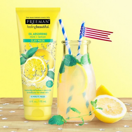 Masca pentru tenul gras FREEMAN Oil Absorbing Mint + Lemon Clay Mask, 175 ml2