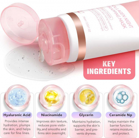 Masca Premium de Noapte cu Colagen, Niacinamide, Ceramide NP, Hidratare profunda, 75 ml 3