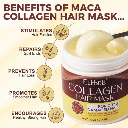 Masca Tratament Profund Reparator, Par Uscat si Deteriorat, cu Colagen si Esenta de Maca, 220 g3