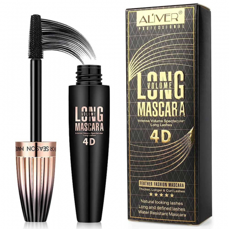 Mascara 4D Aliver Professional Long Volume, Rezistenta de lunga durata, Negru,10 ml0