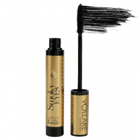 Mascara pentru Volum si Alungire VOLLARE Smoky Eyes cu Ulei de Argan, Negru intens, 12 ml
