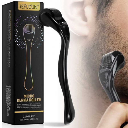 Derma Roller Micro-Needling cu 540 Micro-Ace din Oțel, 0.25 m, Pentru Piele și Scalp1