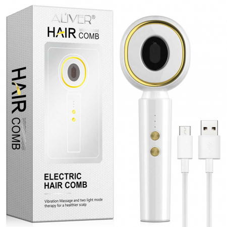 Perie Electrica Premium pentru Stimularea Cresterii Parului, Terapie cu Lumina, Difuzor de Uleiuri Esentiale, Masaj scalp, NOVA KISS®9