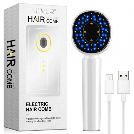 Perie Electrica Premium pentru Stimularea Cresterii Parului, Terapie cu Lumina, Difuzor de Uleiuri Esentiale, Masaj scalp, NOVA KISS®4