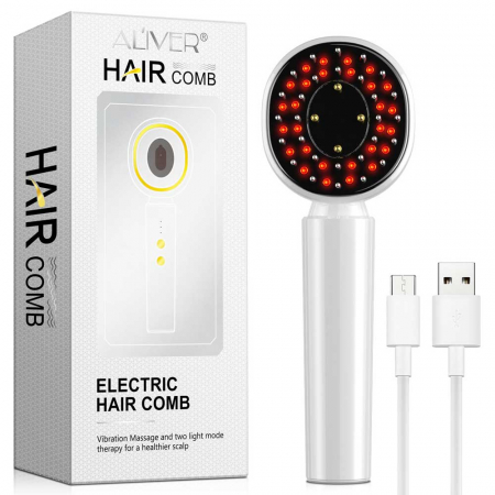 Perie Electrica Premium pentru Stimularea Cresterii Parului, Terapie cu Lumina, Difuzor de Uleiuri Esentiale, Masaj scalp, NOVA KISS®2