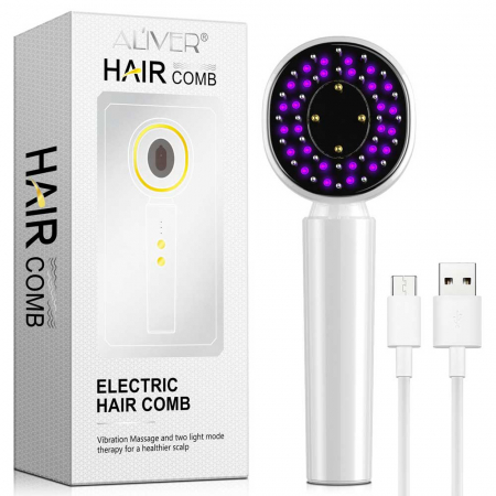 Perie Electrica Premium pentru Stimularea Cresterii Parului, Terapie cu Lumina, Difuzor de Uleiuri Esentiale, Masaj scalp, NOVA KISS®