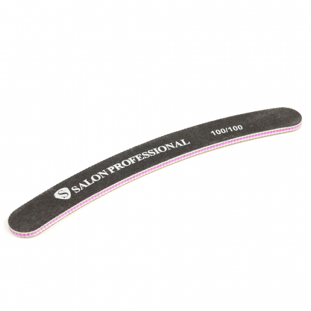 Pila profesionala pentru unghii Salon Professional, granulatie 100/100, neagra, tip banana
