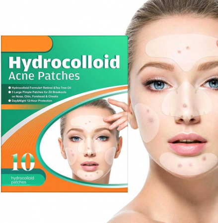 Plasturi Hidrocoloidali pentru Acnee din Gel de Calitate Medicala, 10 bucati, NOVA KISS®1