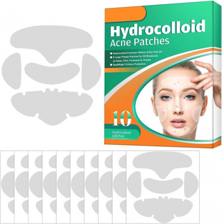 Plasturi Hidrocoloidali pentru Acnee din Gel de Calitate Medicala, 10 bucati, NOVA KISS®