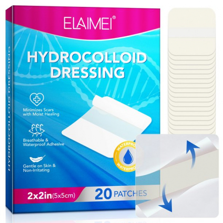 Plasturi Hidrocoloidali Profesionali pentru Cicatrici, Arsuri, Rani, Sterili, Rezistenti la Apa, 20 buc, 5 cm x 5 cm6