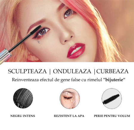 Rimel 4D MIPA Patrick S. Long Thick Waterproof Mascara cu Fibre de Matase pentru Alungire si Curbare, Negru Intens, 10 g1